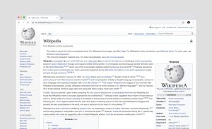 Página inicial da Wikipedia em inglês.